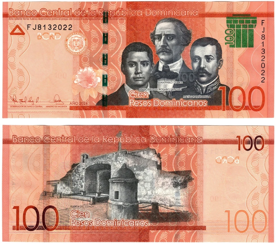 2024 Dominican Republic 100 Pesos Banknote P190 UNC New Date - Bild 1 von 1