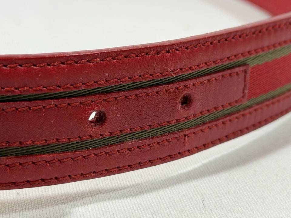 RARO Cinturón Gucci Rayas Mujer 26"-28" Cuero Rojo/Verde 75-30-037-1766-1371 Foto 4 de 4