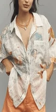 Pilcro /Anthropologie Batwing Printed Buttondown Shirt