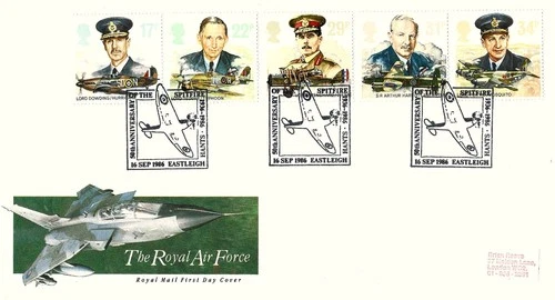GB FDC – The Royal Air Force – Spitfire postmark – 1986