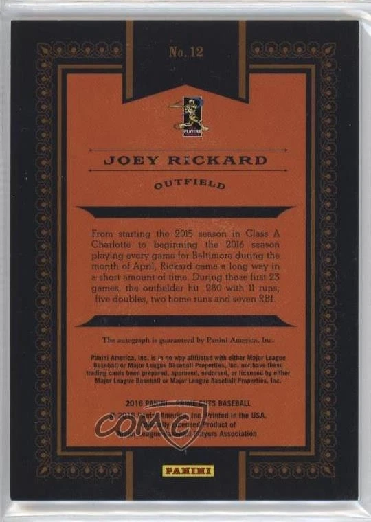 2016 Panini Prime Cuts I Holo Gold /25 Joey Rickard #12 Rookie Auto RC - Image 2 of 2