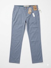 Tailor Vintage Slim Fit Performance Pants Men Blue Cotton Twill Button Logo