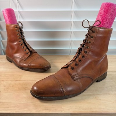 Polo Ralph Lauren Field Boots Mens Brown Leather Lace-Up Cap Toe Ankle 11.5D VTG