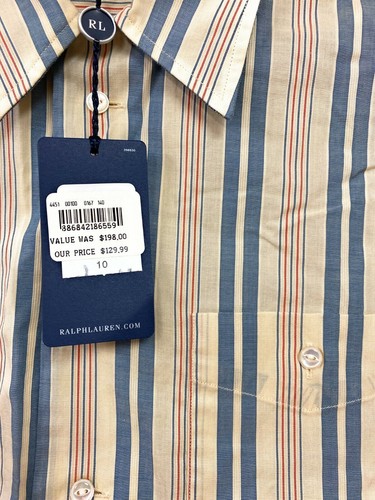 Women's Polo Ralph Lauren Casual Button Down T-Shirt Creme, Tan, 8 - Picture 3 of 4