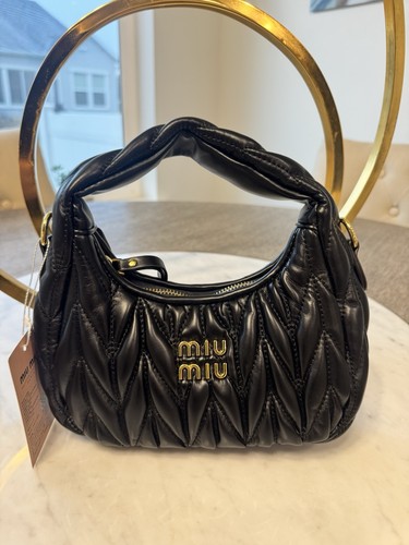 Miu Miu Black Quilted Logo Top Handle Bag w/ Detachable Strap & Dust Bag