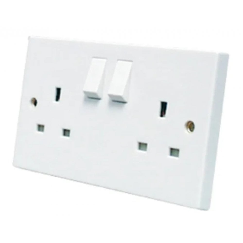 Flush Switched Socket 2 Gang ASTA Approved PPJ072T White Wall Socket UK