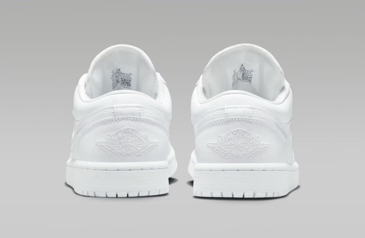 Size 9 - Nike Women’s Air Jordan 1 Low Shoe, White/White Jordan Shoes thumbnail 6