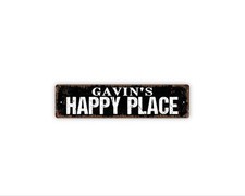 Personalized Happy Place Sign  Custom Family Name Wall Decor  Rustic Farmhouse