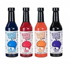Snow Cone Syrup 4 Pack 12.7oz Shaved Ice Slushy Flavoring Assorted Flavors