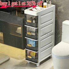 Slim Narrow Bathroom Cabinet Drawers Storage Organizer Unit For Gap Small-4 Tier