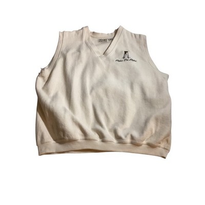 Vintage USA Mens Vest XL Cream Alpha Phi Alpha Golf Embroidery V Neck Cotton 871