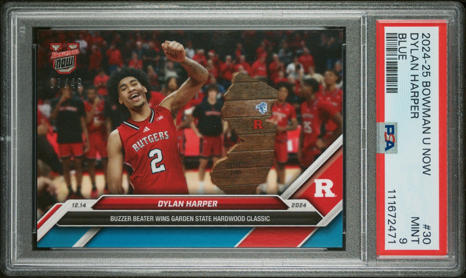 2024-25 BOWMAN U NOW BLUE #30 DYLAN HARPER #d /49 PSA 9