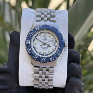 Tag Heuer Professional WA1219 S Steel 34mm White Dial Blue Bezel Quartz Watch