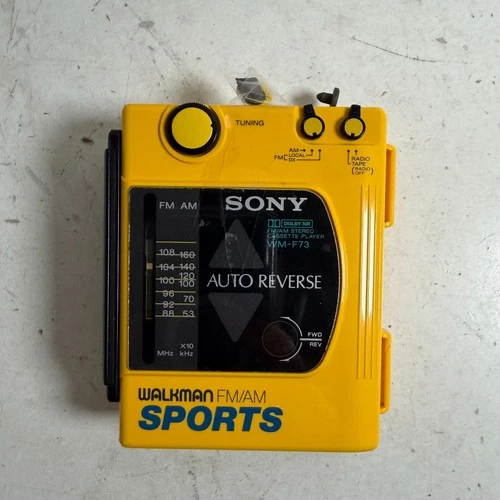 VTG Sony Walkman Sports WM- F66/F73 Yellow Personal Cassette Player - For Parts