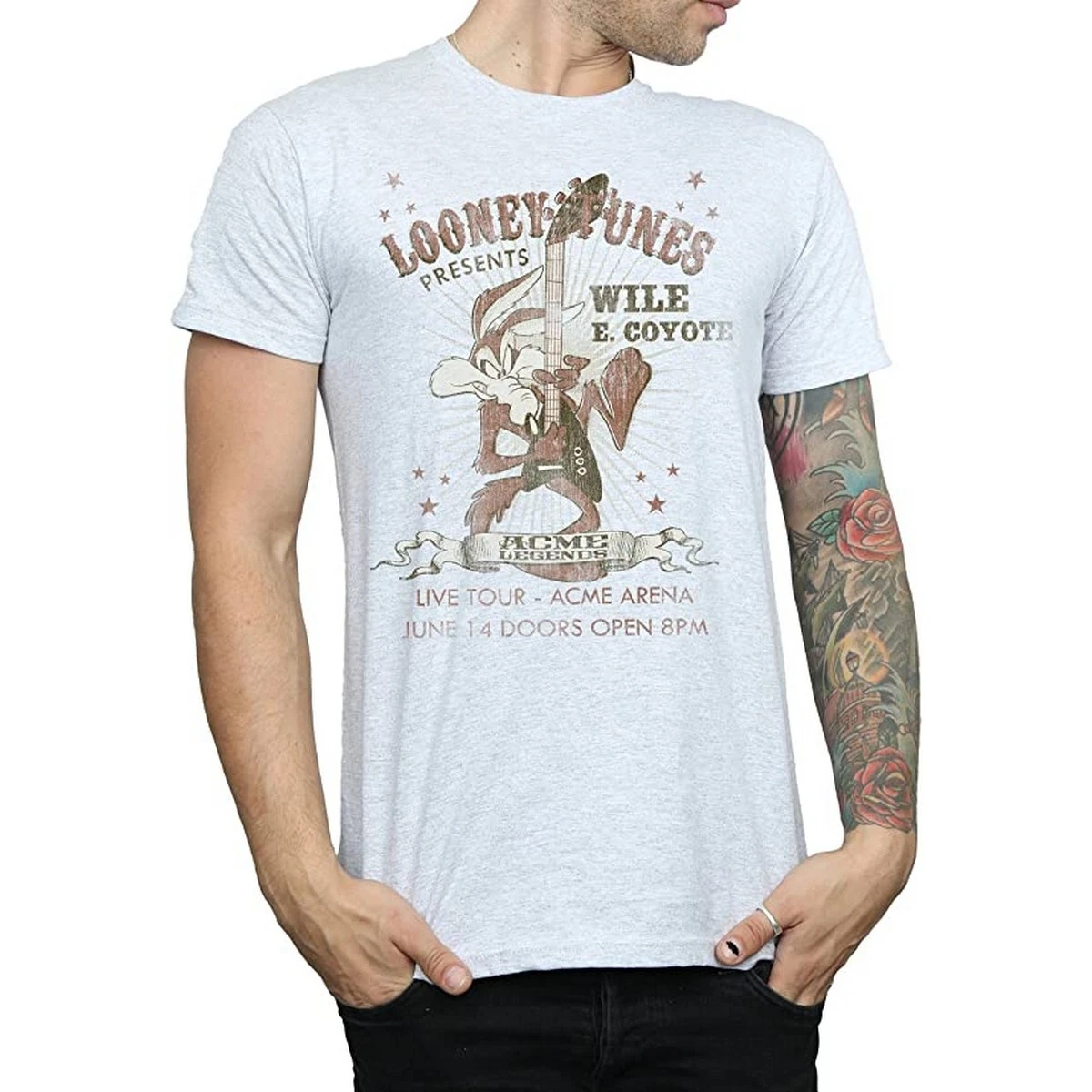 Looney Tunes Maglietta Willy il Coyote Chitarra Uomo BI1567 eBay