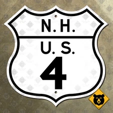 New Hampshire US Route 4 Concord Portsmouth highway marker road sign 1948 16x16