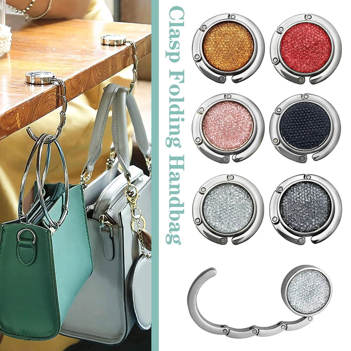 1pc Portable Folding Bag Hanger Handbag Hook Holder Table Hook Crystal  Alloy Purse Bag Holder Circle Shape Bag Accessories | SHEIN USA