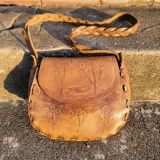 Vintage Western Style Leather Tooled Bag Southwestern