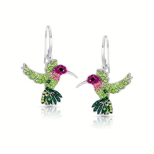 Creative Colorful Hummingbird Shiny Rhinestone Dangle Earrings Jewelry Gift - Picture 1 of 12