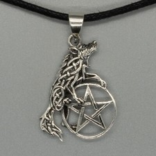 Keltisch Wolf Pentagramm Anhänger Silber Biker Pagan Wicca Werwolf Twilight