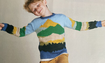 Children's Mountain Landscape Scene Jumper/Sweater KNITTING