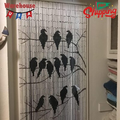 The Birds Bamboo Beaded Curtain for Doorway, Beaded Curtain for Closets, Bamboo
