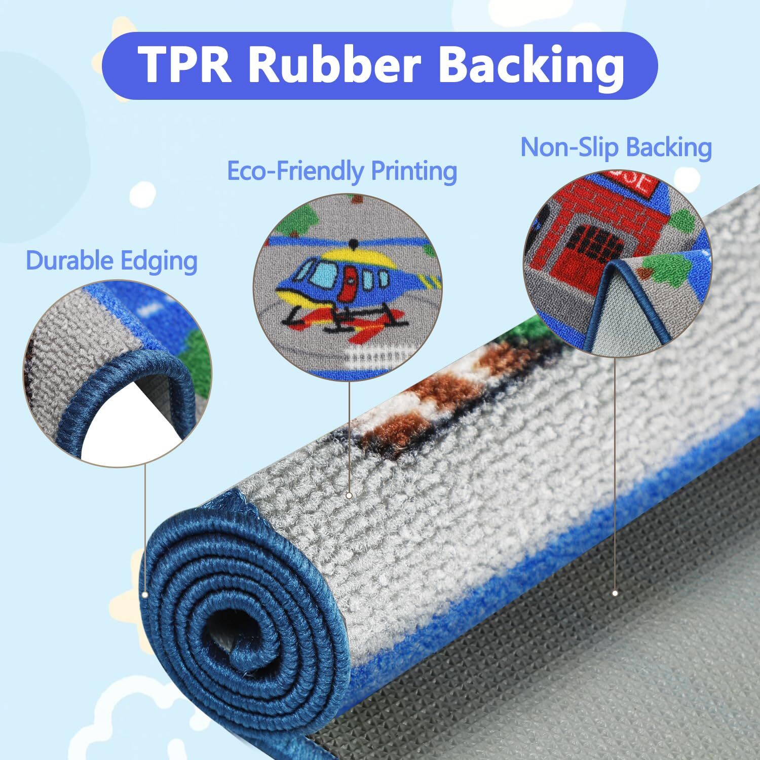 Capslpad Kids Rug Educational Play Rug 66 x 98 Classroom Rug Traffic Road