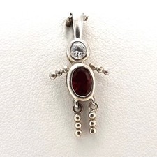 Sterling Silver Garnet CZ January Birthstone Little Boy Charm Pendant