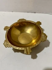 Vintage Brass Ashtray, Footed, 6"