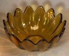 Blenko Glass Bowl 14 Petal Lotus Flower Amber Large 10.5” x 5" tall 1999/2000