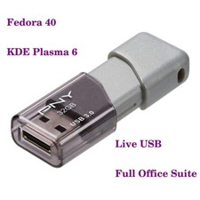 Fedora 40 64bit Fast USB 3.0 Drive w/KDE Plasma Spin Bootable Full Feature OS
