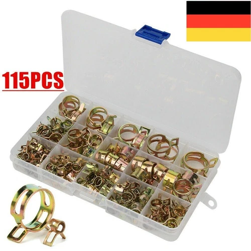 115 Tlg Benzinschlauch klemmen Schellen 6mm - 22mm Schlauchschellen Zange Set DE - Bild 2 von 10