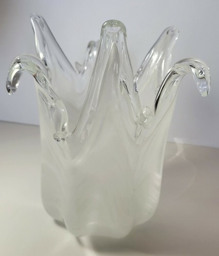 Murano Ocean Sea Splash White GLASS VASE - Picture 2 of 10