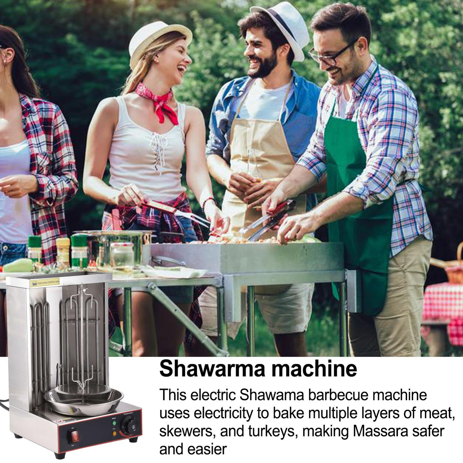 Doner Kebab Machine Electric Rotating Rotisserie Oven Camping Automatic Grill