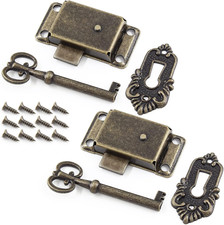 2 Sets Skeleton Key Lock Decorative Antique Bronze Cabinet Vintage Lock with Key