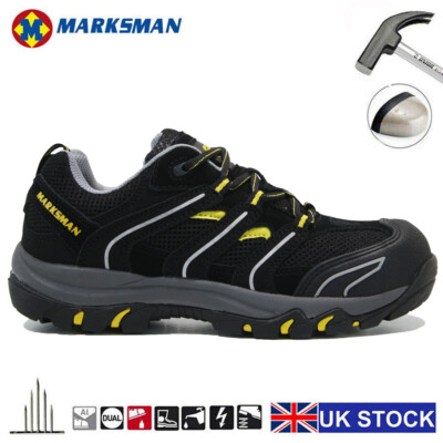 HERREN LEICHTE LEDER STAHL ZEHENKAPPE SICHERHEIT ARBEIT WANDERSCHUHE STIEFEL TRAINER