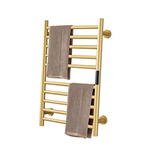 Gold Heated Towel Warmer with Timer - Bathroom Luxury Accessory  