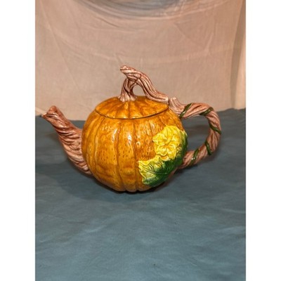 Vintage Regent Gallery Ceramic Pumpkin Teapot Fall Harvest Thanksgiving Tea Pot