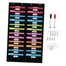 File Storage Pocket Chart with 24 Nametag Pockets, Hanging Wall 24 Pockets