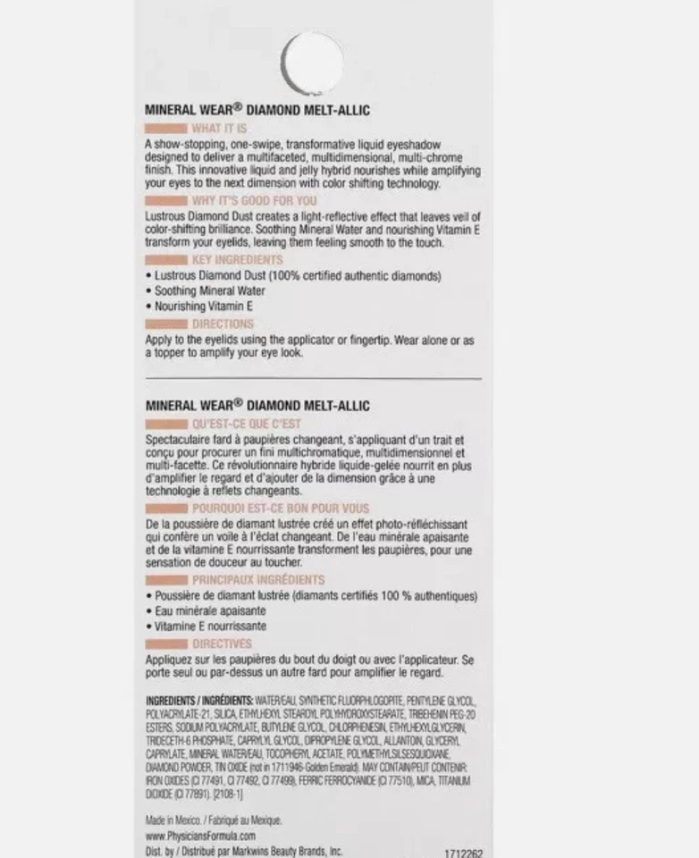 Physicians Formula Mineral Wear Diamond Melt-Allic, Liquid Blue Beam of Blue-NEW - Image 4 of 4