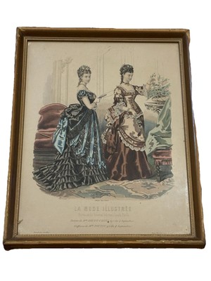 La Mode Illustrée Victorian Fashion Print Framed Paris Repro 15x12 Inch 1874 VTG