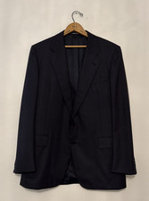 H Huntsman & Son Savile Row London Mens Wool Blue Nailhead Sport Coat Jacket 44L