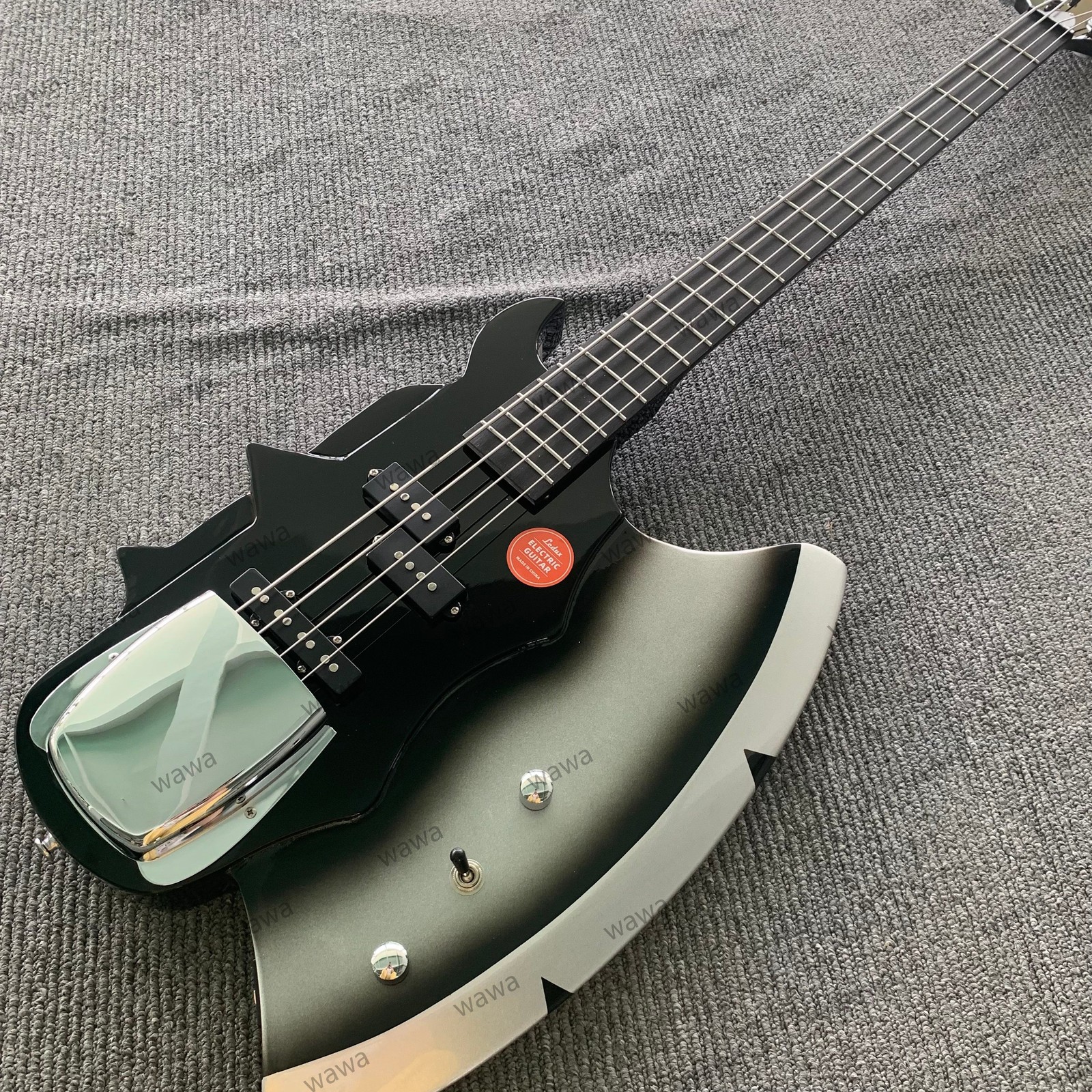 4String Electric Bass Guitar Axe Shape Stainless Rounded Fret Edge Basswood Body