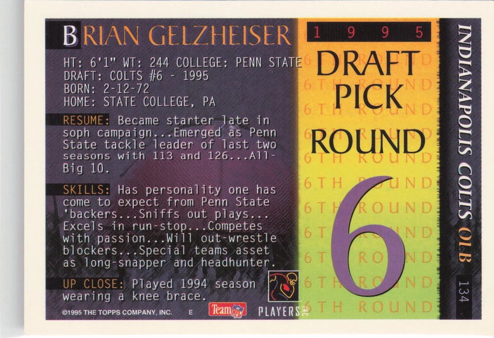 1995 Bowman #134 Brian Gelzheiser - Image 2 of 2