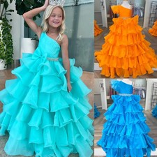 Ruffle Orange Dress Crystal Bead Transparent Hard Yarn One Shoulder Party Gowns