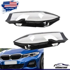 Pair Headlight Lens Cover Lamps Shell For 2019 2020 2021 BMW 3 Series G20 G21