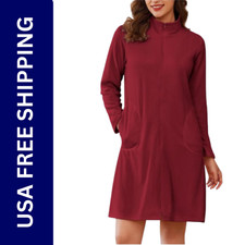 Ekouaer Women Zipper Robe Housecoat Lounger ZipUp Coat Full Length Warm Bathrobe