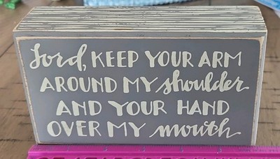 Small Three Girls & A Wish Gray Painted Wood Plaque Quote Rustic Freestanding