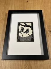 ‘Goldcrest’- Framed Woodcut Bird By Raphael Nelson, dated 1940s