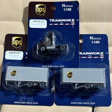 TrainWorx UPS Kenworth T800 Camión y 2 CACHORROS 28’ Remolques UPS Set Marrón NUEVO
